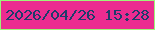 文字の大きさ：4、枠の色：9df579、背景の色：eb2c90、文字の色：1e3c6b 無料ブログパーツのブログ時計