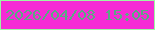 文字の大きさ：2、枠の色：9df6a3、背景の色：f62ad5、文字の色：5aaa83 無料ブログパーツのブログ時計