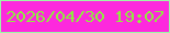 文字の大きさ：5、枠の色：9df6a6、背景の色：fd29dd、文字の色：90ea40 無料ブログパーツのブログ時計