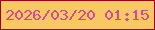 文字の大きさ：1、枠の色：9e0111、背景の色：f8c864、文字の色：d54a95 無料ブログパーツのブログ時計