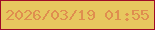 文字の大きさ：3、枠の色：9e0a28、背景の色：e7c75f、文字の色：df8e4f 無料ブログパーツのブログ時計
