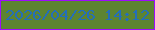 文字の大きさ：1、枠の色：9e0bfe、背景の色：5d8432、文字の色：246eb9 無料ブログパーツのブログ時計