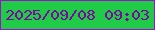 文字の大きさ：4、枠の色：9e0dcb、背景の色：20cc47、文字の色：7f05a2 無料ブログパーツのブログ時計