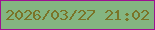 文字の大きさ：4、枠の色：9e1191、背景の色：84b581、文字の色：7a7428 無料ブログパーツのブログ時計