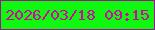文字の大きさ：4、枠の色：9e1292、背景の色：0ef810、文字の色：d603a7 無料ブログパーツのブログ時計