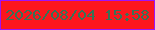 文字の大きさ：5、枠の色：9e13f6、背景の色：fc161d、文字の色：387256 無料ブログパーツのブログ時計