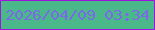 文字の大きさ：4、枠の色：9e14de、背景の色：4ab889、文字の色：7a67ea 無料ブログパーツのブログ時計