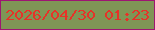 文字の大きさ：5、枠の色：9e1572、背景の色：7f9556、文字の色：e63228 無料ブログパーツのブログ時計