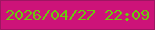 文字の大きさ：4、枠の色：9e1662、背景の色：cd1379、文字の色：6ac90e 無料ブログパーツのブログ時計