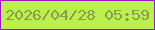 文字の大きさ：2、枠の色：9e17c4、背景の色：bcf04d、文字の色：8a9b4d 無料ブログパーツのブログ時計