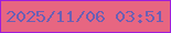 文字の大きさ：2、枠の色：9e1cdc、背景の色：e76681、文字の色：6b5fb4 無料ブログパーツのブログ時計
