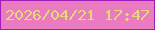 文字の大きさ：4、枠の色：9e1fb6、背景の色：ea7bc0、文字の色：e6d979 無料ブログパーツのブログ時計
