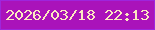 文字の大きさ：5、枠の色：9e26dc、背景の色：aa13ba、文字の色：fce9c0 無料ブログパーツのブログ時計