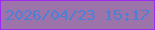 文字の大きさ：3、枠の色：9e2cee、背景の色：9c74a9、文字の色：4c80d4 無料ブログパーツのブログ時計