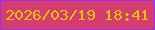 文字の大きさ：3、枠の色：9e2df3、背景の色：d53c70、文字の色：eac10a 無料ブログパーツのブログ時計