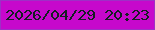 文字の大きさ：3、枠の色：9e2fc6、背景の色：c608cc、文字の色：141e22 無料ブログパーツのブログ時計