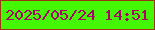 文字の大きさ：1、枠の色：9e3615、背景の色：44f803、文字の色：ab0468 無料ブログパーツのブログ時計