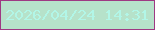 文字の大きさ：5、枠の色：9e3983、背景の色：b6e2ca、文字の色：b2f6e7 無料ブログパーツのブログ時計