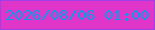 文字の大きさ：3、枠の色：9e40e8、背景の色：df35c9、文字の色：0a9bed 無料ブログパーツのブログ時計