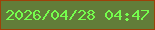 文字の大きさ：2、枠の色：9e4109、背景の色：627d39、文字の色：75fe4d 無料ブログパーツのブログ時計