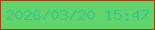 文字の大きさ：4、枠の色：9e4218、背景の色：62d46c、文字の色：3ec688 無料ブログパーツのブログ時計