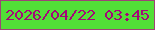 文字の大きさ：5、枠の色：9e4376、背景の色：52df37、文字の色：a40778 無料ブログパーツのブログ時計