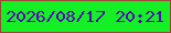 文字の大きさ：4、枠の色：9e4436、背景の色：14ef26、文字の色：5609b5 無料ブログパーツのブログ時計