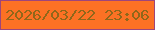 文字の大きさ：2、枠の色：9e457a、背景の色：fc7124、文字の色：90671a 無料ブログパーツのブログ時計
