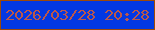 文字の大きさ：1、枠の色：9e4907、背景の色：0338e2、文字の色：bb574a 無料ブログパーツのブログ時計
