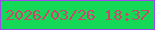 文字の大きさ：2、枠の色：9e49ee、背景の色：15d956、文字の色：cd456d 無料ブログパーツのブログ時計