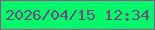 文字の大きさ：2、枠の色：9e4f8e、背景の色：02f76b、文字の色：714f7d 無料ブログパーツのブログ時計