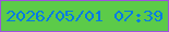 文字の大きさ：1、枠の色：9e52dd、背景の色：5ccb49、文字の色：037be4 無料ブログパーツのブログ時計