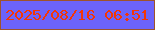 文字の大きさ：2、枠の色：9e532b、背景の色：6c63fa、文字の色：f43606 無料ブログパーツのブログ時計