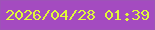 文字の大きさ：2、枠の色：9e53b8、背景の色：a44bc0、文字の色：e0f83a 無料ブログパーツのブログ時計