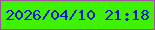 文字の大きさ：1、枠の色：9e54a3、背景の色：3ff201、文字の色：0516d3 無料ブログパーツのブログ時計