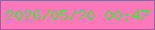文字の大きさ：4、枠の色：9e5ea6、背景の色：fa7ab9、文字の色：5dd356 無料ブログパーツのブログ時計