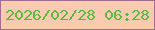 文字の大きさ：2、枠の色：9e6f93、背景の色：facbb1、文字の色：59bb3c 無料ブログパーツのブログ時計