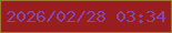 文字の大きさ：1、枠の色：9e7632、背景の色：991e20、文字の色：8448ad 無料ブログパーツのブログ時計