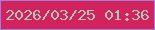 文字の大きさ：5、枠の色：9e7ed8、背景の色：d3235e、文字の色：aec5bb 無料ブログパーツのブログ時計