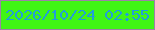 文字の大きさ：5、枠の色：9e81a8、背景の色：40f515、文字の色：219ed9 無料ブログパーツのブログ時計