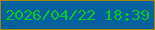 文字の大きさ：2、枠の色：9e850d、背景の色：06609e、文字の色：08c32d 無料ブログパーツのブログ時計