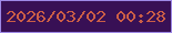文字の大きさ：5、枠の色：9e88e6、背景の色：381055、文字の色：cb5e46 無料ブログパーツのブログ時計