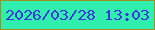 文字の大きさ：2、枠の色：9e8d20、背景の色：30eead、文字の色：3e38db 無料ブログパーツのブログ時計
