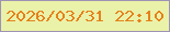 文字の大きさ：2、枠の色：9e92b4、背景の色：eaf2a9、文字の色：e5811c 無料ブログパーツのブログ時計