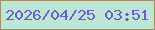 文字の大きさ：3、枠の色：9e9367、背景の色：bde6d6、文字の色：6b5cc8 無料ブログパーツのブログ時計