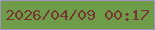 文字の大きさ：5、枠の色：9e93c1、背景の色：6f9c49、文字の色：763634 無料ブログパーツのブログ時計