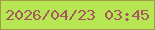 文字の大きさ：2、枠の色：9e9c48、背景の色：b6e652、文字の色：a65760 無料ブログパーツのブログ時計