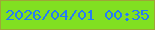 文字の大きさ：4、枠の色：9ea637、背景の色：81e021、文字の色：257cf5 無料ブログパーツのブログ時計