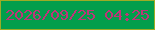 文字の大きさ：1、枠の色：9eac25、背景の色：039e4c、文字の色：bf3479 無料ブログパーツのブログ時計