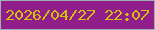 文字の大きさ：4、枠の色：9eafb5、背景の色：911d8a、文字の色：d0c10e 無料ブログパーツのブログ時計